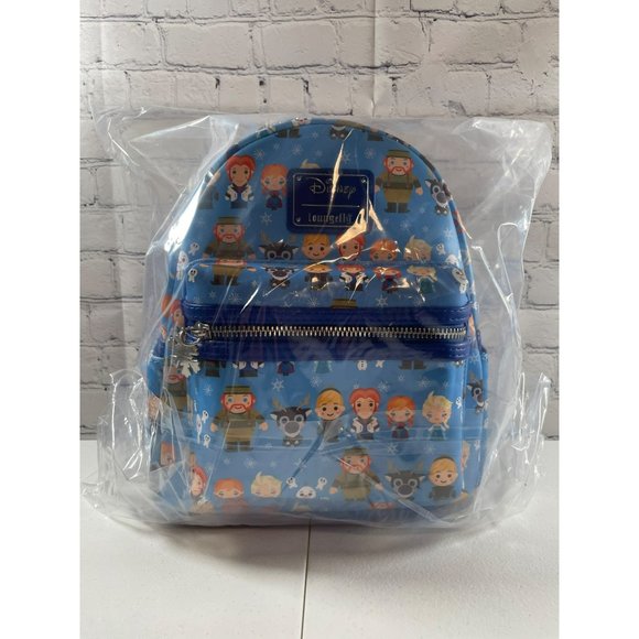 Loungefly Disney Frozen Chibi Mini Backpack Elsa Anna Olaf Blue Bag NEW - Picture 11 of 12